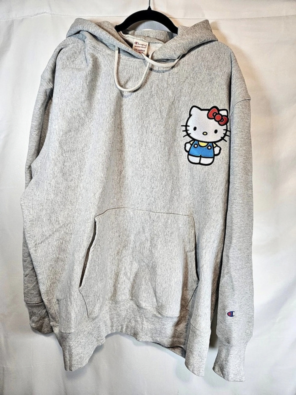 Champion Reverse Weave Hello Kitty Graphic Embroidered Hoodie Gray 2XL